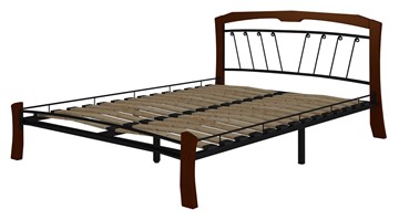 Полутороспальная кровать Муза 4 Лайт, 1400, черный/махагон в Магадане - предосмотр 1