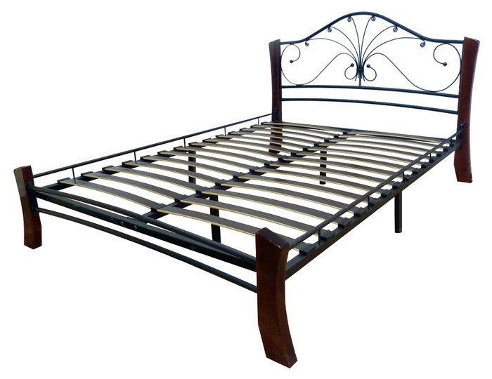 Кровать 1.5-спальная Фортуна 4 Лайт, 1200, черный/шоколад в Магадане - изображение 1