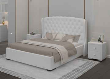 Кровать 2-спальная Dario Grace Lite 200x200, Экокожа (Белый) в Магадане