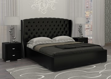 Двуспальная кровать Dario Grace 160x200, Экокожа (Черный) в Магадане