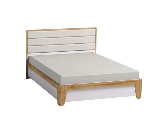 Кровать двуспальная Айрис 306 1800 с гибкими ламелями металл, Белый-Дуб золотистый в Магадане - изображение