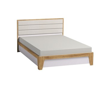 Кровать двуспальная Айрис 307 1600 с гибкими ламелями металл, Белый-Дуб золотистый в Магадане - предосмотр