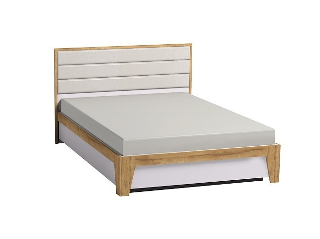 Полутороспальная кровать Айрис 308 1400 с гибкими ламелями дерево, Белый-Дуб золотистый в Магадане - изображение 1