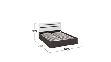Кровать двуспальная с подъемным механизмом Фьюжн ТД-260.01.04 (Белый глянец, Венге Линум) в Магадане - предосмотр 2