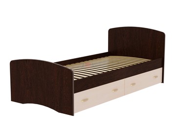 Кровать односпальная 6 с ящиками, 90х200 Венге/Млечный дуб с основанием в Магадане - предосмотр