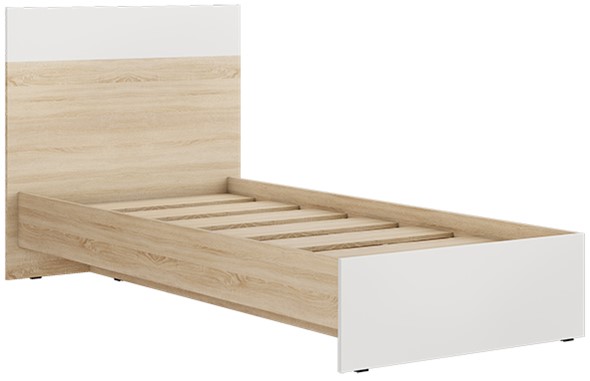 Кровать односпальная Кр-44 Лайт 90х200 Дуб Сонома/Белый в Магадане - изображение