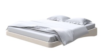 Парящая кровать 2-спальная 200х200, Искусственная шерсть (Лама Бежевый) в Магадане