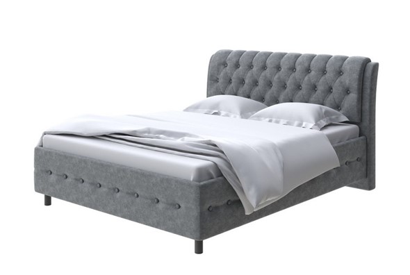 Полутороспальная кровать Como (Veda) 4 140х200, Велюр (Gratta 4 Серый космос) в Магадане - изображение