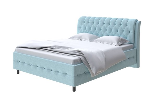 Кровать 1,5-спальная Como (Veda) 4 140х200, Велюр (Scandi Cotton 20 Голубой Лед) в Магадане - изображение