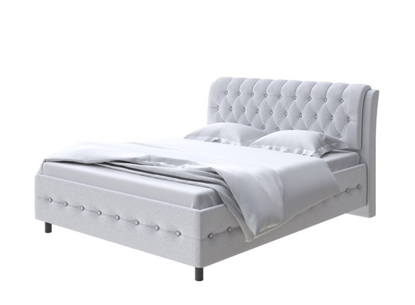 Кровать полутороспальная Como (Veda) 4 140х200, Велюр (Scandi Cotton 7 Серый Камень) в Магадане - изображение