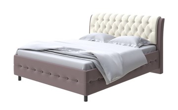 1,5-спальная кровать Como (Veda) 4 160х200, Экокожа (Коричневый с кремовым) в Магадане