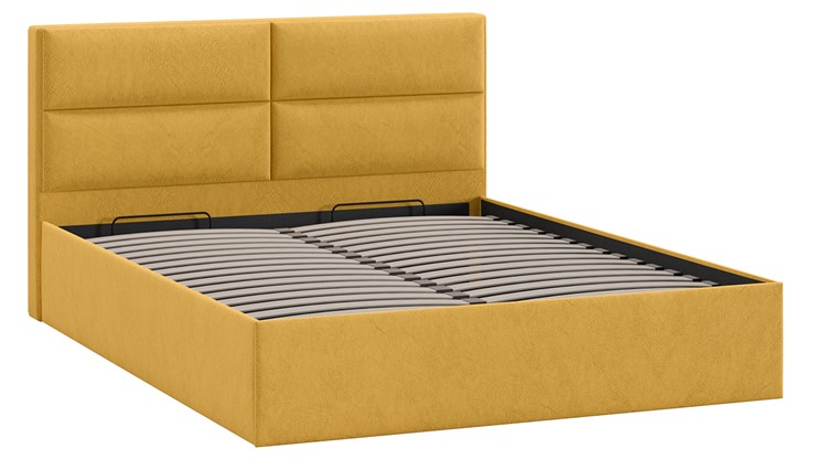 Кровать с механизмом двуспальная Глосс Тип 1 (Микровелюр Wellmart Yellow) в Магадане - изображение 2