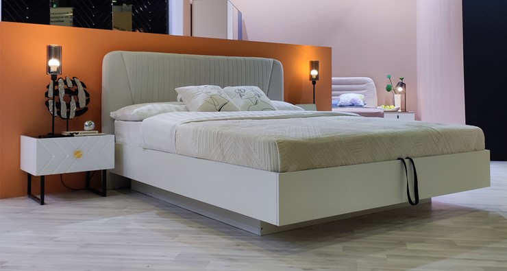 Кровать с механизмом полуторная Марсель-11 (Белый, ткань Catania white) 1400 в Магадане - изображение 4