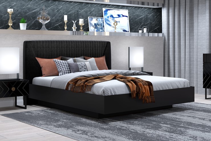 Кровать с подъемным механизмом Марсель-11 (Черный, ткань Fenix black) 1600 в Магадане - изображение 2