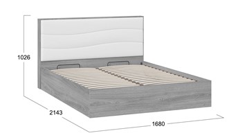 Кровать с механизмом двуспальная Миранда тип 1 (Дуб Гамильтон/Белый глянец) в Магадане - предосмотр 1