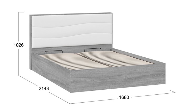 Кровать с механизмом двуспальная Миранда тип 1 (Дуб Гамильтон/Белый глянец) в Магадане - изображение 1