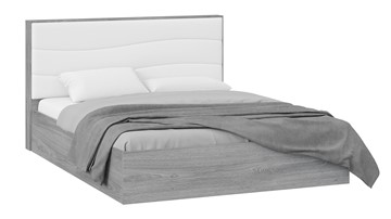 Мягкая кровать Миранда тип 1 (Дуб Гамильтон/Белый глянец) в Магадане