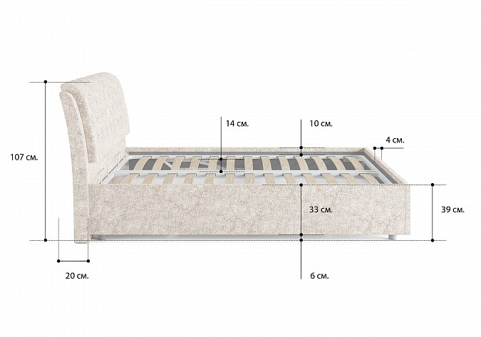 Кровать с подъемным механизмом Olivia 160х190 в Магадане - изображение 4
