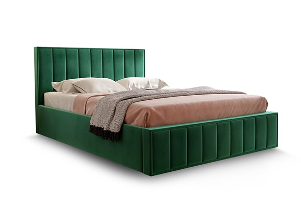 Кровать с подъемным механизмом Вена 1600 с ящиком, Велюр Мора зеленый в Магадане - изображение