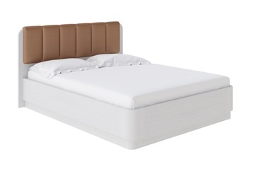 Двуспальная кровать с механизмом Wood Home 2 160х200, Экокожа (Белая эмаль (сосна) с брашированием/Бронзовый перламутр (5069)) в Магадане