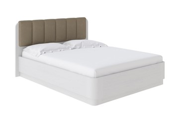 Кровать с механизмом 2-спальная Wood Home 2 160х200, Микрофибра (Белая эмаль (сосна) с брашированием/Diva Тауп) в Магадане