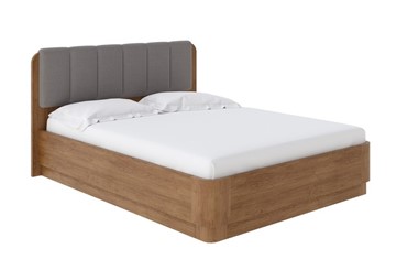 Кровать с механизмом двуспальная Wood Home 2 160х200, Велюр (Антик (сосна) с брашированием/Лама Светло-серый) в Магадане