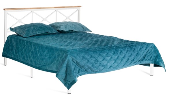 Кровать с основанием Iris (mod.9311) дерево гевея/металл, 160*200 см (Queen bed), Белый (White) в Магадане - изображение