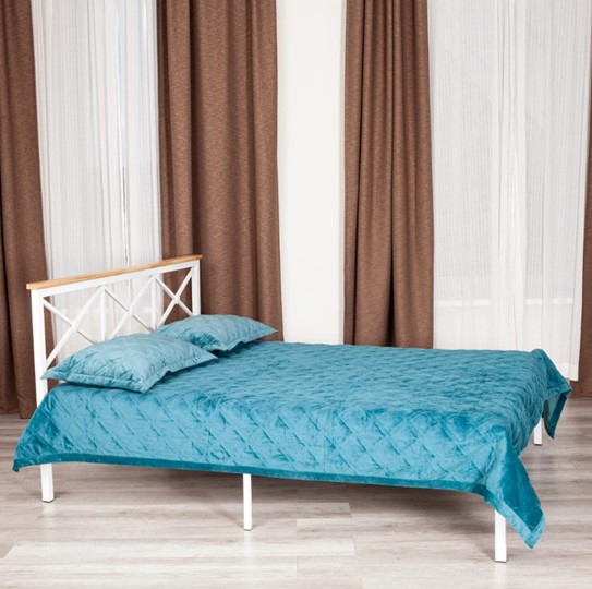 Кровать с основанием Iris (mod.9311) дерево гевея/металл, 160*200 см (Queen bed), Белый (White) в Магадане - изображение 9