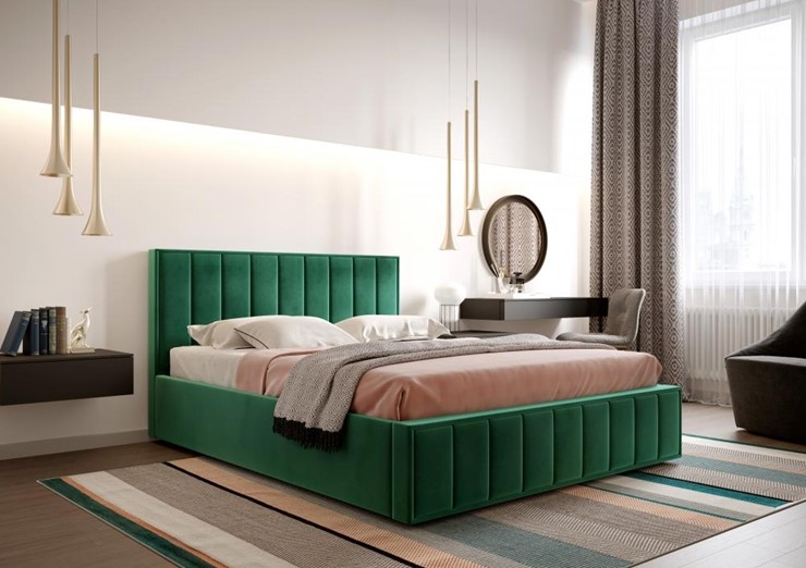 Кровать с основанием Вена 1800, Велюр Мора зеленый в Магадане - изображение 3