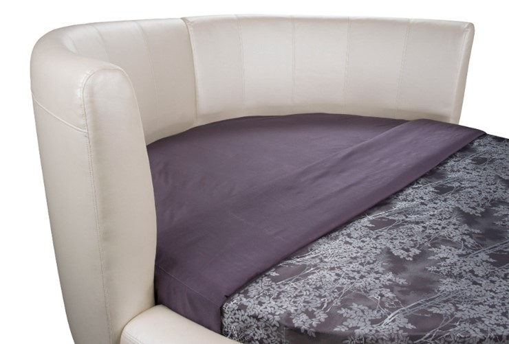 Круглая кровать Luna 200х200, Экокожа (Кайман белый) в Магадане - изображение 1