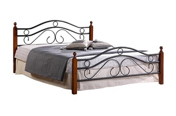 Кровать с основанием AT-803 дерево гевея/металл, 120*200 см (middle bed), красный дуб/черный в Магадане - предосмотр