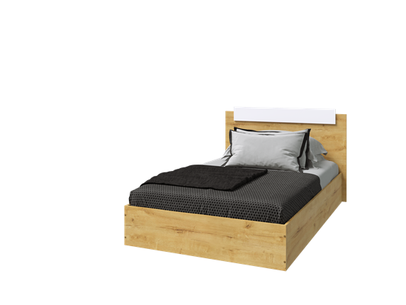 Кровать односпальная Эко 900 ЛДСП, Дуб вотан/Белый в Магадане - изображение