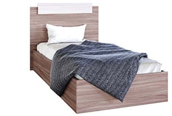 Спальная кровать Эко 900 ЛДСП, Ясень шимо темный/Светлый в Магадане - изображение