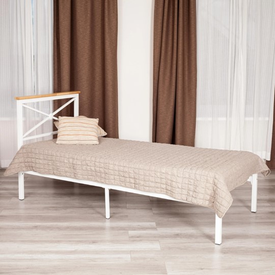 Кровать 1-спальная Iris (mod.9311) дерево гевея/металл, 90*200 см (Single bed), Белый (White) в Магадане - изображение 8