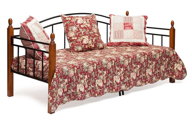 Кровать 1-спальная LANDLER дерево гевея/металл, 90*200 см (Day bed), красный дуб/черный в Магадане - изображение 1