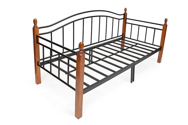 Кровать 1-спальная LANDLER дерево гевея/металл, 90*200 см (Day bed), красный дуб/черный в Магадане - изображение 2