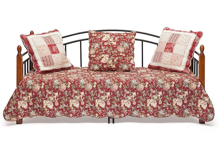 Кровать 1-спальная LANDLER дерево гевея/металл, 90*200 см (Day bed), красный дуб/черный в Магадане - изображение 3