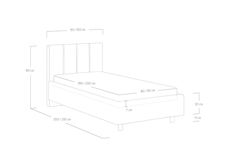 Спальная кровать Prato 90х190 с основанием в Магадане - изображение 5