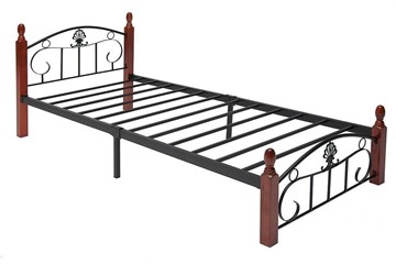 Кровать 1-спальная РУМБА (AT-203)/ RUMBA  дерево гевея/металл, 90*200 см (Single bed), красный дуб/черный в Магадане - предосмотр 1