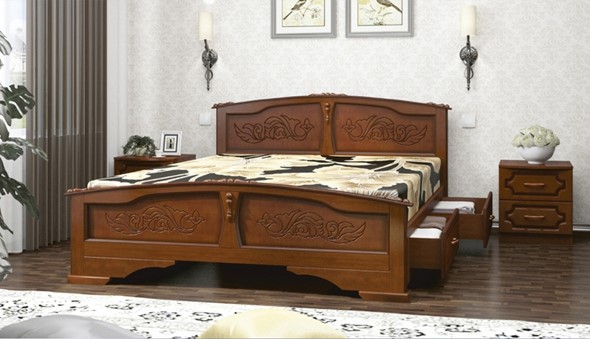 Кровать с выкатными ящиками Елена (Орех) 160х200 в Магадане - изображение