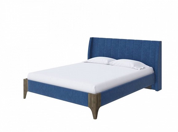 Полутороспальная кровать  Henry 160х200 Ткань/Массив (Levis 78 Джинс/Орех) в Магадане - изображение