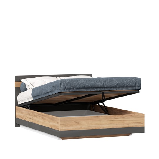 Кровать полутороспальная Фиджи 1400 с подъемным механизмом ЛД 659.075, Дуб золотой/Антрацит в Магадане - изображение 2