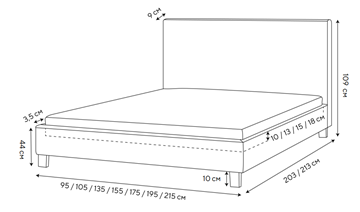 Кровать спальная Lino 140х200, Велюр (Monopoly Прованский синий (792)) в Магадане - предосмотр 1