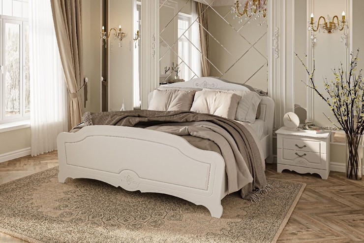 Спальная кровать Лотос (Белый) 160х200 с основанием в Магадане - изображение 2