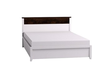 Полутороспальная кровать Норвуд 33 с гибкими ламелями металл, Белый-Орех шоколадный в Магадане