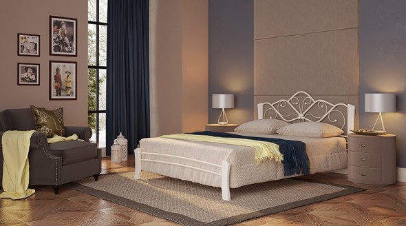 Кровать 1.5-спальная Венера 4 Лайт, 1400, белый/белый в Магадане - изображение