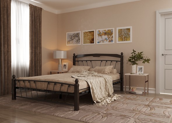Спальная кровать Муза 1, 1400, черный/шоколад в Магадане - изображение