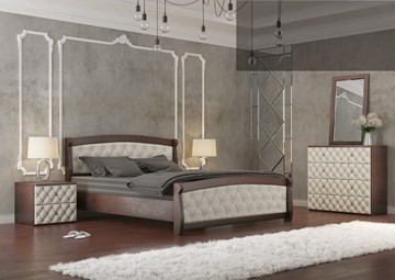 Спальная кровать Магнат 160*190 с основанием, мягкие спинки в Магадане