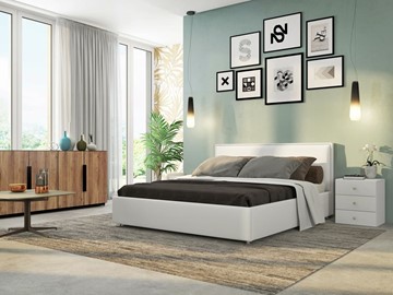 Спальная кровать Нэнси 140х200 с основанием, Ideal 301.кож.зам в Магадане