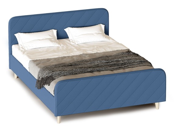 Кровать  Мелоди 1600 (с основанием) Альба синий в Магадане - изображение